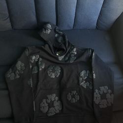Denim Tears Cotton Wreath Hoodie Black Monochrome Size Medium