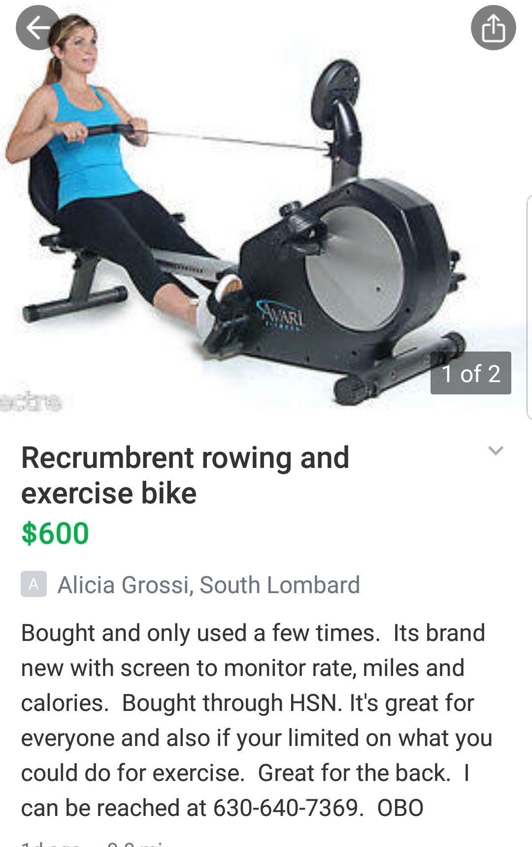 Avanti recrumbrent bike and rowing machine