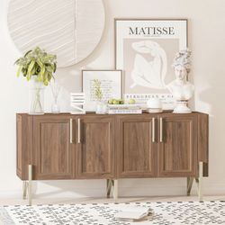 Walnut Finish Mid-century TV Stand Media Console - W59"xL17.71"xH27.55"