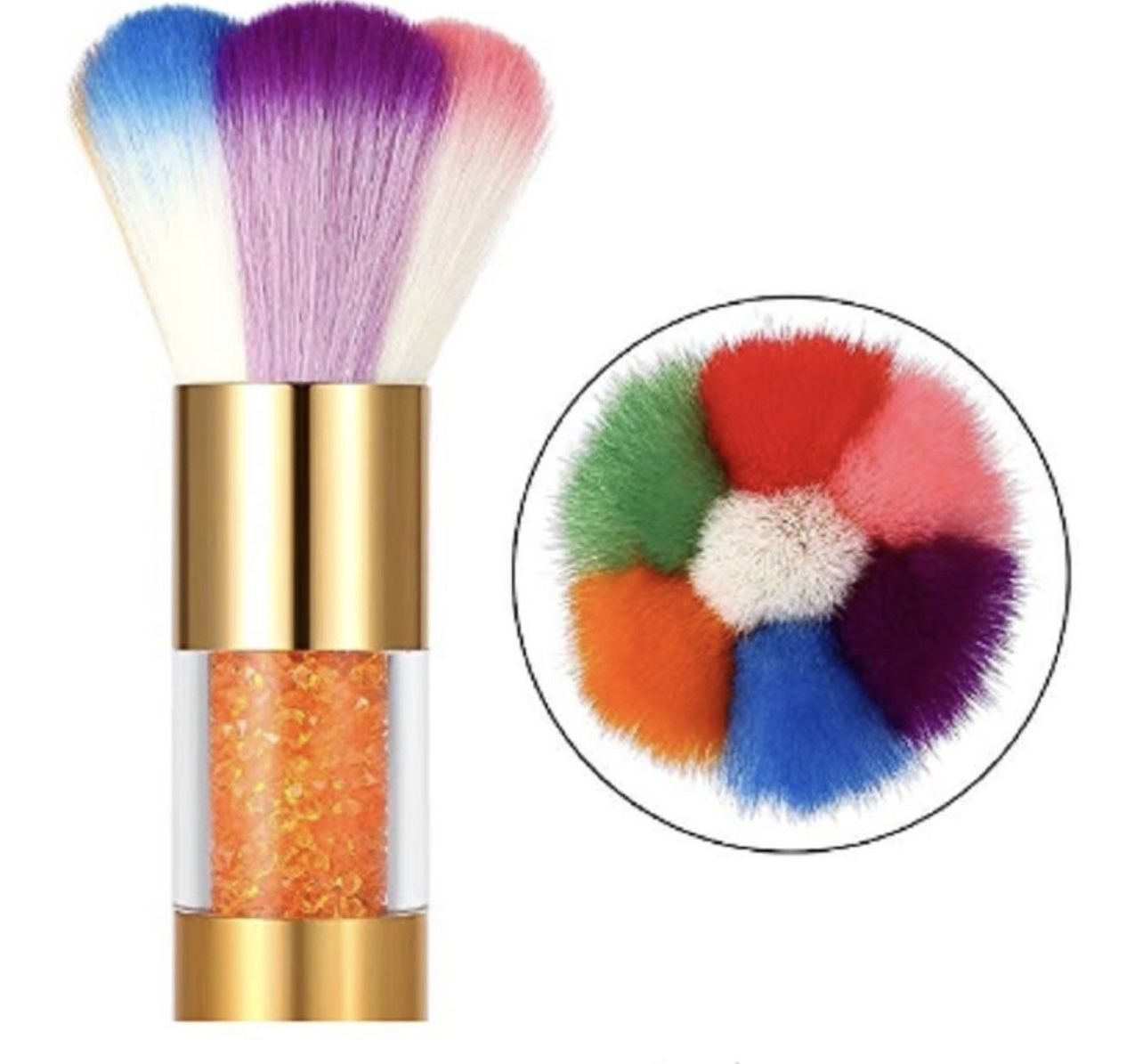 Nail Art Glitter Brush Makeup Dust Clean UV Gel Powder Remover Manicure Acrylic Gold