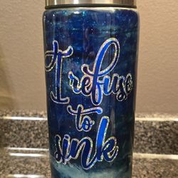 Magnolia Avenue Stainless Steel Glitter Travel Tumbler w/Straw (Like New)
