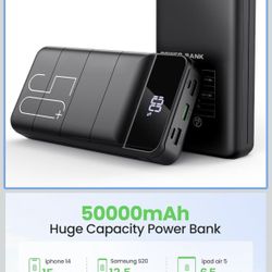 ower Bank Fast Charging 50000mAh - 22.5W Portable Charger USB C Quick Charge with 4 Outputs & 3 Inputs LED Display Huge Capacity External Battery Pack