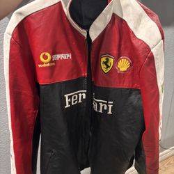 Vintage Ferrari Jacket Real Leather Size L 