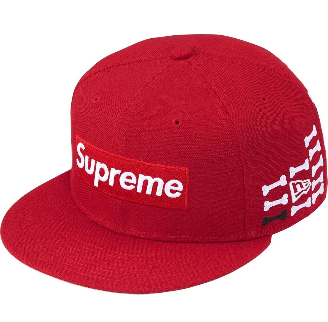 Supreme Bones Box Logo New Era Red Size 8