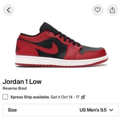 Nike Air Jordan 1 Low Reverse Bred Sz 9.5 