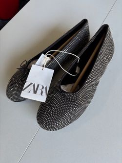 Zara Rhinestone Ballet Flats