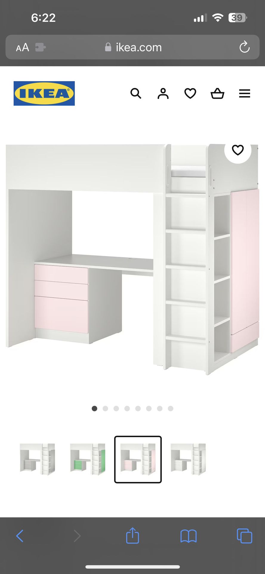 Pink and White IKEA Loft Bed