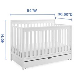 Baby & Toddler Crib With Storage Drawer!