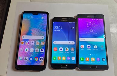Lot of 3 phones (2 samsung ,1 Huawei) comes with chargers unknown carriers or best offers