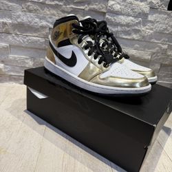 Nike Air Jordan 1 Mid SE Metallic Gold Trainers 