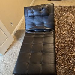 Adjustable Leather Chaise Lounge with Pillow