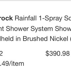 Zalerock Rainfall 1-Spray Square Ceiling Mount Shower System Shower Head with Handheld in Brushed Nickel Valve Included)