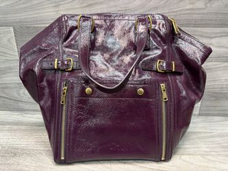 Yves Saint Laurent Downtown Patent Leather Purple Tote Handbag (A1D006594)