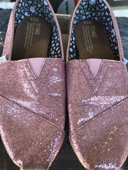 Toms Pink glitter ballet slippers shoes. Size 7 1/2