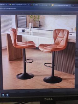 Adjustable Barstool Faux Leather With Swivel (Brown)