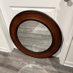 Large Solid Wood Round Mirror (32”)