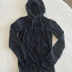 Fabletics Black Tech Mesh Full Zip Hooded Athletic Jacket