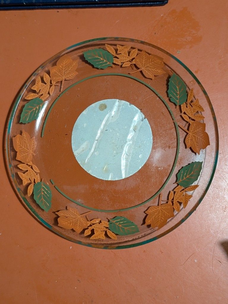 NEW Glass Harvest Candle Plate 5.9" Use With #3 Pillar Candles Orange Leaves Fall Festival https://offerup.com/redirect/?o=RGVjb3JhdGlvbi5TYXZl $1 On
