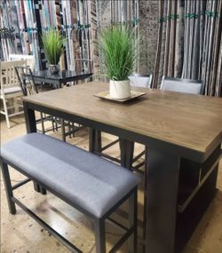 High Top Dining Set With 2 Chairs And A Bench (New)
