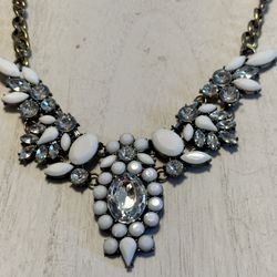 White Vintage Bib Necklace