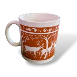 Vintage Taylor NG San Francisco Deer Squirrels Orange Coffee Mug Retro 1978