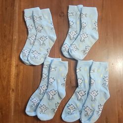 Four (4) Pairs Girls Cat Socks