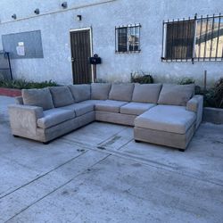 DELIVERY AVAILABLE  Bonaterra Dove Grey Fabric 127" 2 Piece U-Shaped Sectional