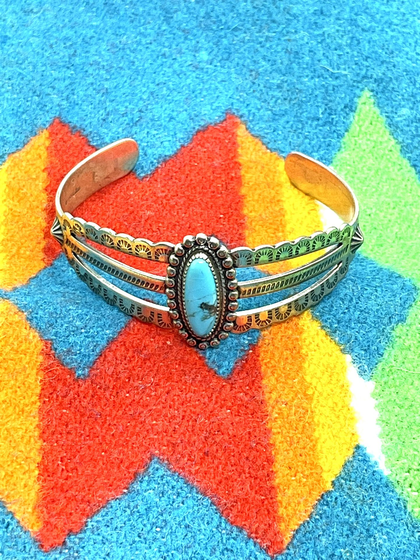 Sterling Wheeler Tooled Bracelet Cuff