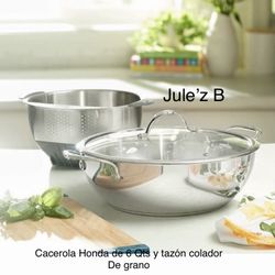 Set De Tazón Colador De Grano Y Cacerola De 6 Qts Clásica Nuevos En Sus Cajas 