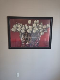 Framed White Tulips Floral Art Print