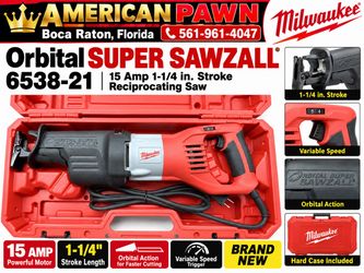 Milwaukee Orbital SUPER SAWZALL 6538-21 15 Amp 1-1/4 in. Stroke Reciprocating Saw with Hard Case BRAND NEW NEVER USED.