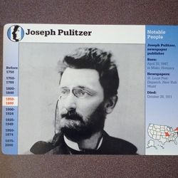 1995 Grolier Joseph Pulitzer Newspaper Publisher Vintage Collectible Large Card