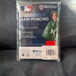 New In Package Adult Athletics Baseball Plastic Rain Poncho