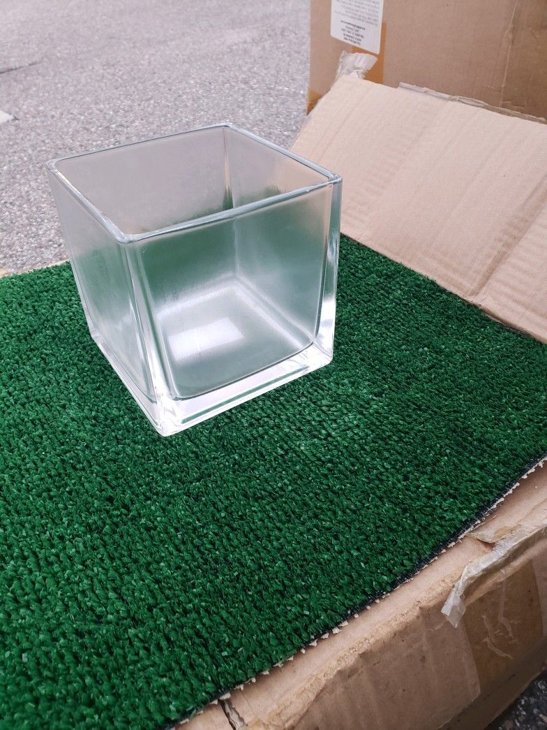 Clear Glass Cube Vases5"Square FLORAL Holder