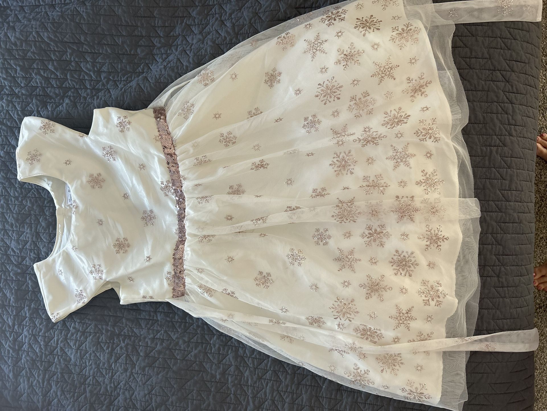 Girls Ivory And Rose Gold Dress