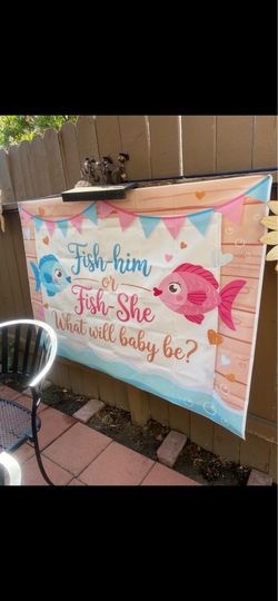 Fish he or fish she gender reveal back drop