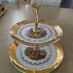 Romeo & Juliet Two Level Pastry Dish - 24K Gold Plated (Germany)