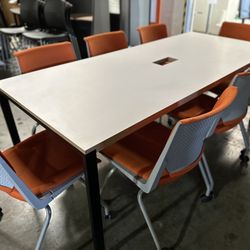 Conference Table And Chairs,  36 X 84” Table And 8 Chairs That Stack With Wheels