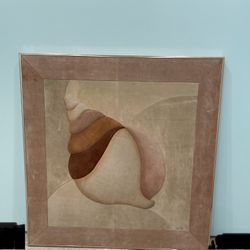 Vintage Mid Century Suede Wall Art Seashells 37” By 37”