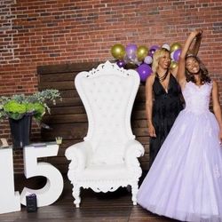 Throne Chair, White, Leather