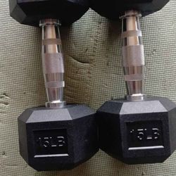 Weights Rubber 15 lb pair new