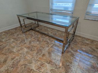 Modern Glass Coffee Table with Chrome Frame