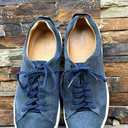 Donald Pliner Blue Suede Sneakers Mens 8.5 Designer Casual Shoes