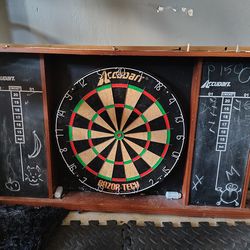 DART BOARD WITH LED LIGHTS AND CHALK BOARD