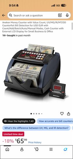 Aneken Money Counter with External LCD Display