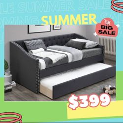 Brand New In Box Day Bed W/ Slats + Trundle  And 2 Mattresses. Pick Up  In  Long Beach