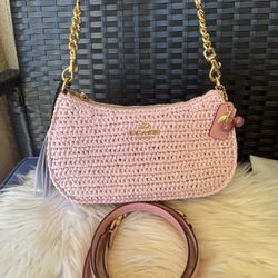 Coach Teri Shoulder Bag CBH59 Straw, Cherry Blossom