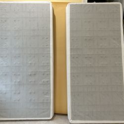 Split king (2 twins) low profile foundation $80. Queen 9” dense foam mattress $150 OBO