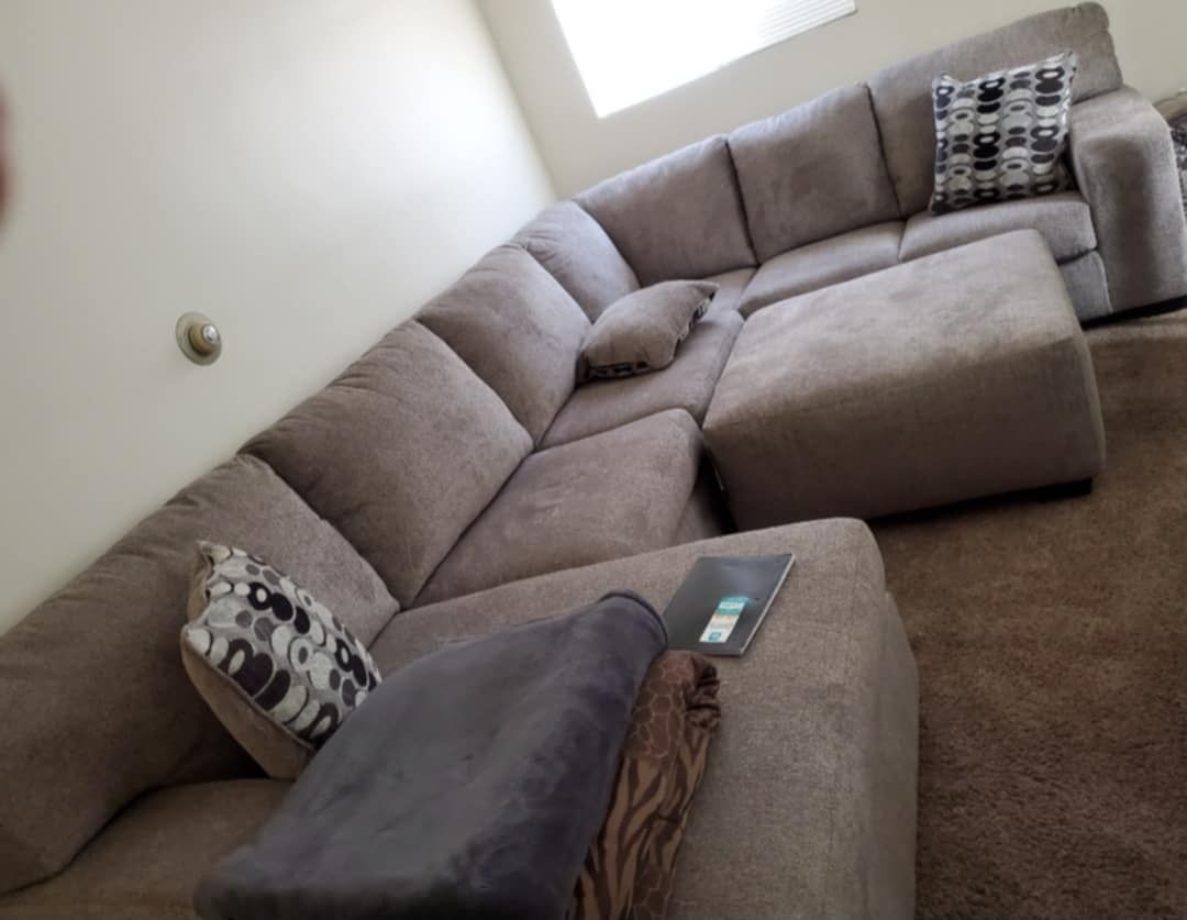 Gray Sectional with Ottoman
