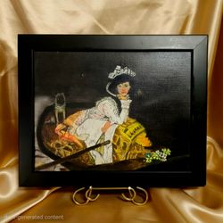 Reproduction of the famous painting Young Lady in a Boat by James Tissot